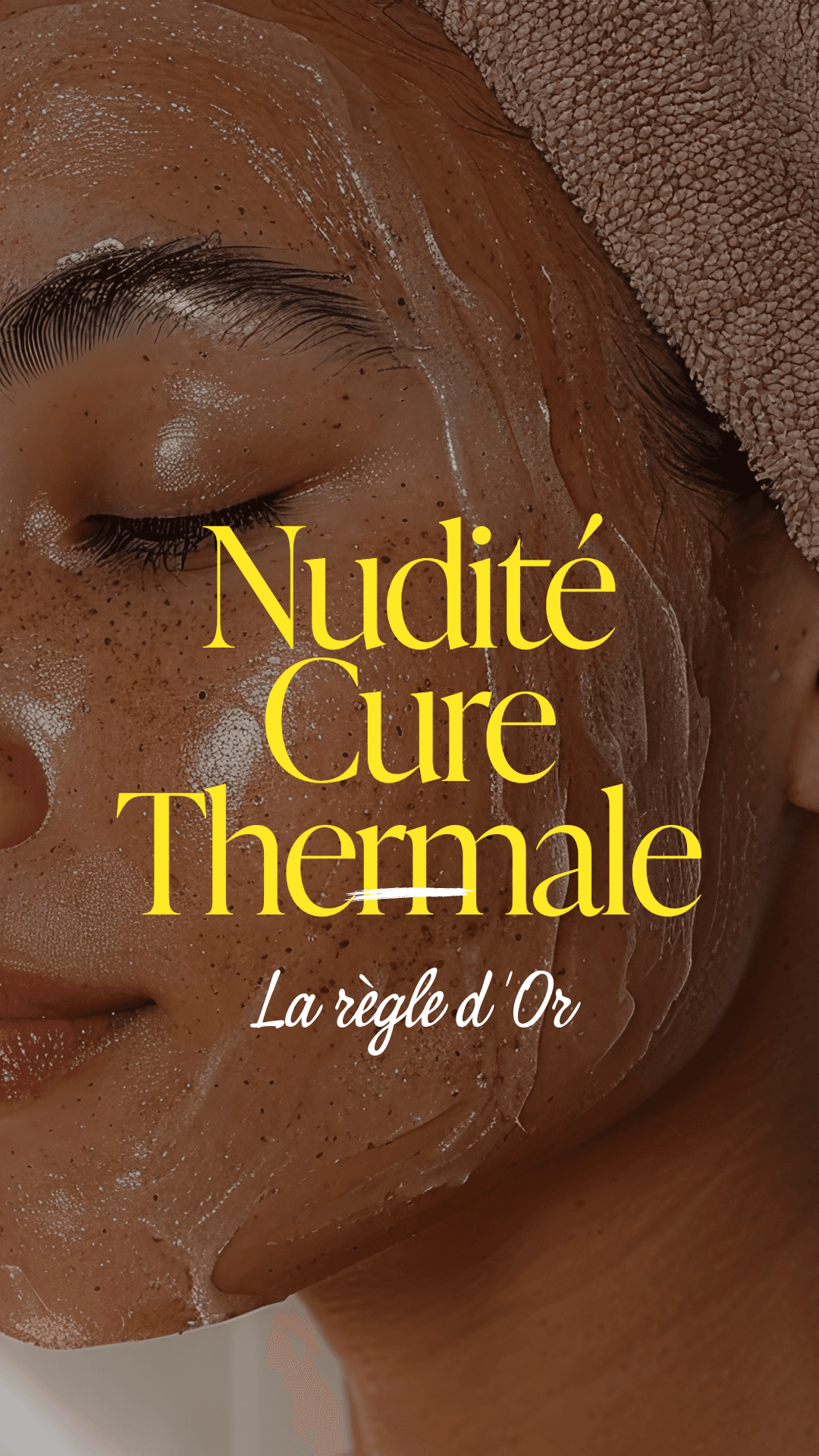 Gros plan sur un visage de femme recevant un soin, illustrant un article sur la "Nudité en Cure Thermale" et sa règle d'or.